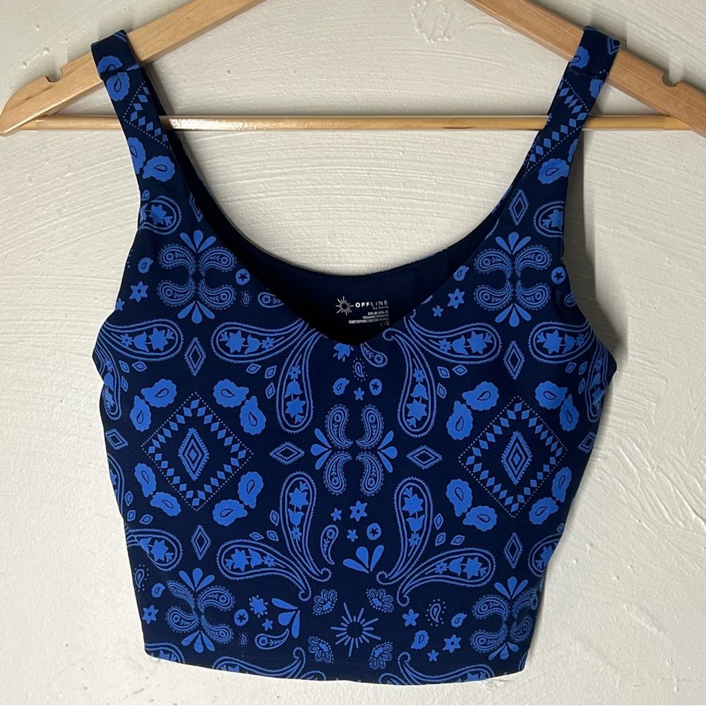 Offline by Aerie Womens Large Blue Padded Athletic Bra Top